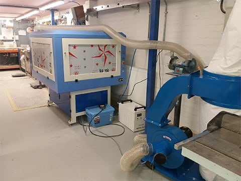 CNC Router installed in a sample case and display manufacturing business in Cheshire.
