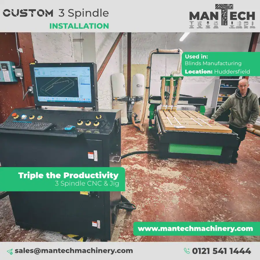 3-Spindle CNC Router Installation in Huddersfield with Custom Jigs