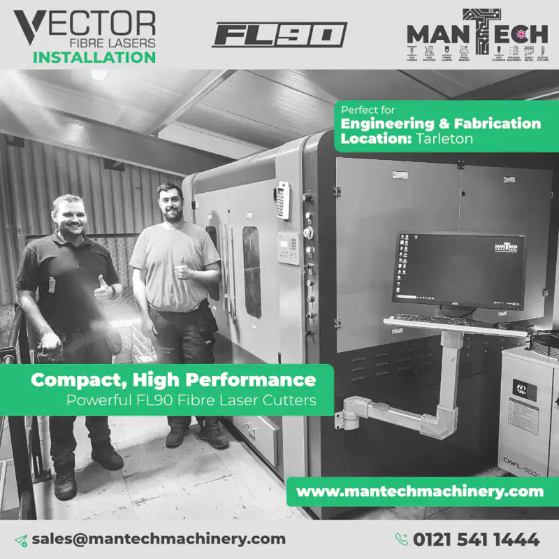 3kW Vector FL90 Fibre Laser Cutter Installation in Tarleton
