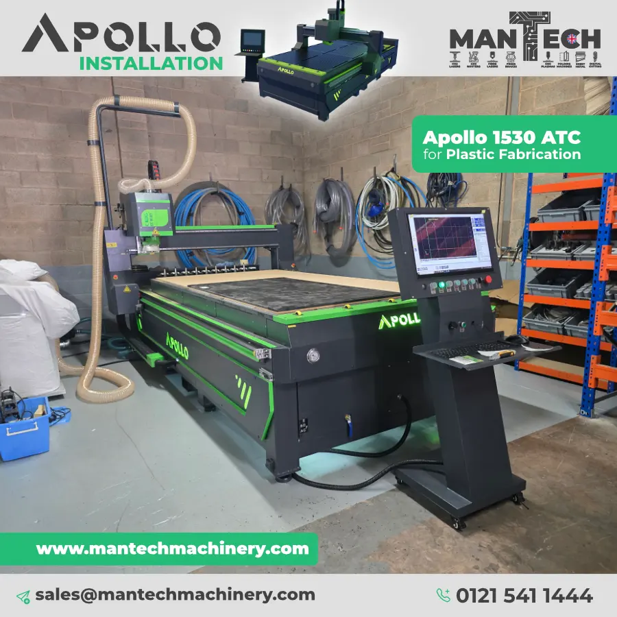 Apollo 1530 ATC CNC Router Installed for Plastic Fabrication Company in Devon