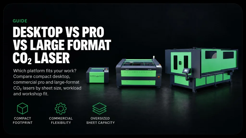 Desktop vs Pro vs Large Format CO₂ laser — compare compact, workshop and production platforms