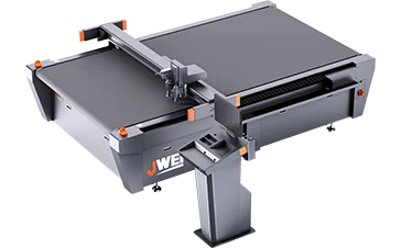 Industrial digital cutting table with gantry tool head and operator console