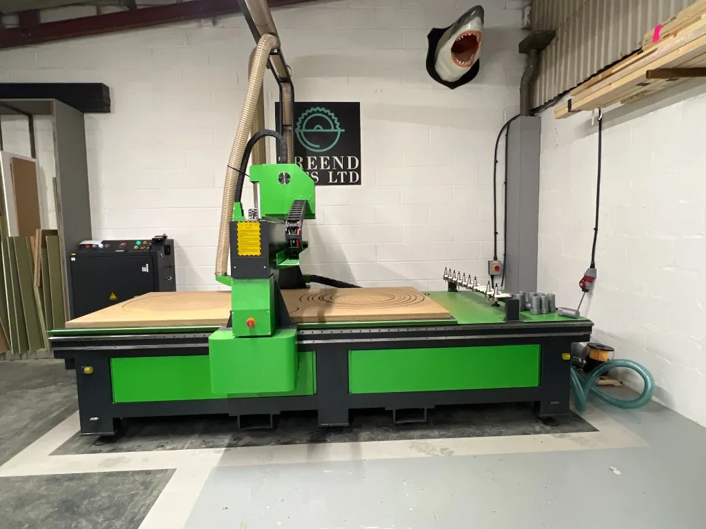 Falcon 1325 ATC CNC router and 10-tool automatic changer on the workshop floor at Treend Sets Ltd, Haddenham