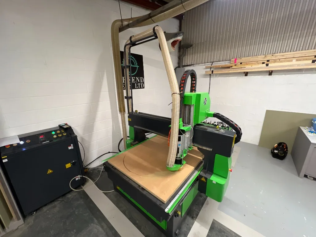 Falcon 1325 ATC CNC router with 9 kW spindle and control cabinet, installed for Treend Sets Ltd in Haddenham