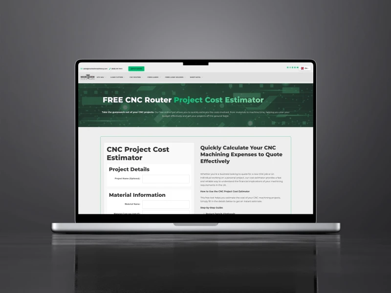 Free cnc router project costing calculator mantech uk