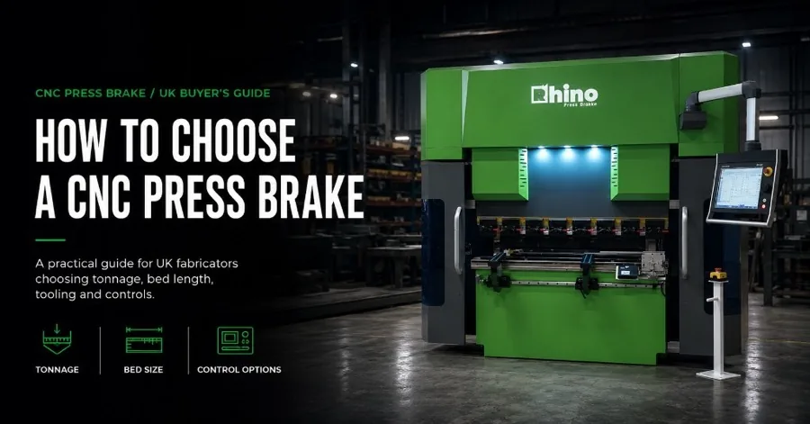 How to choose a CNC press brake — UK buyers guide card with Rhino press brake