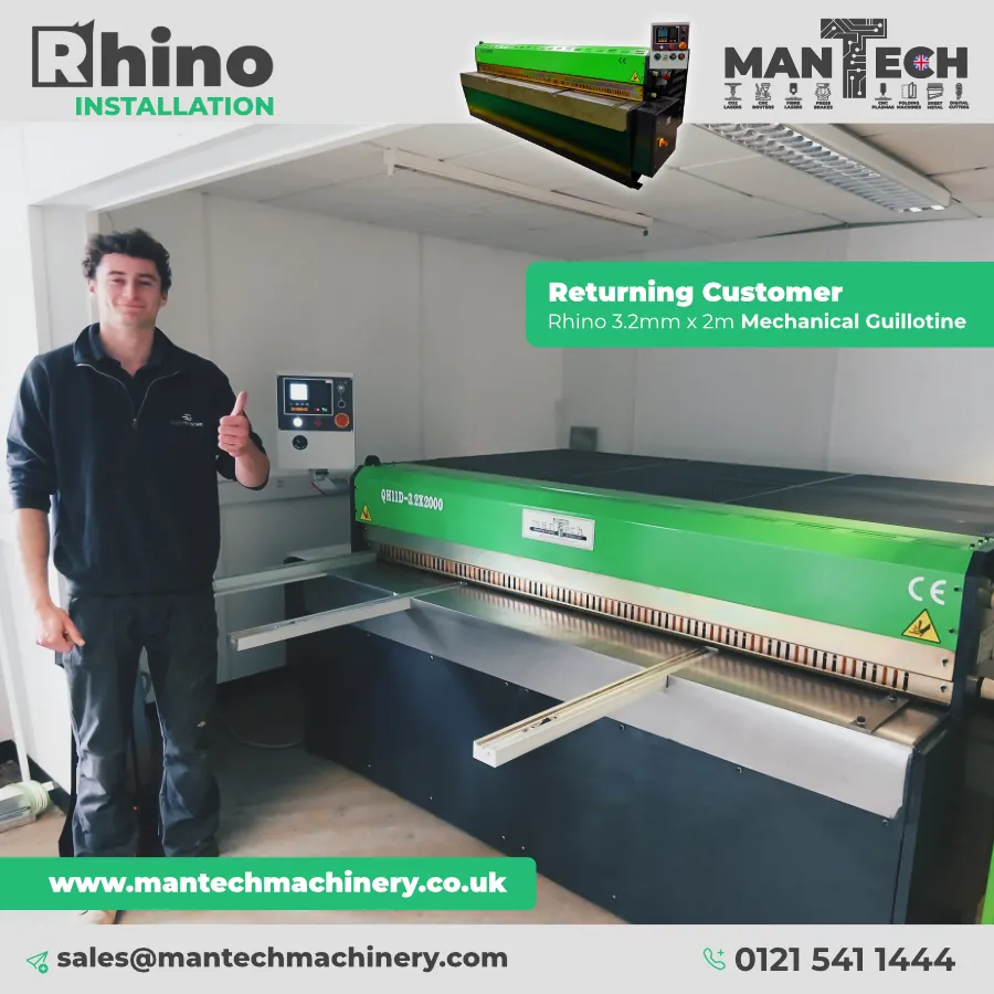 Rhino 2.3mm x 2m Mechanical Guillotine Installed for a Returning Customer