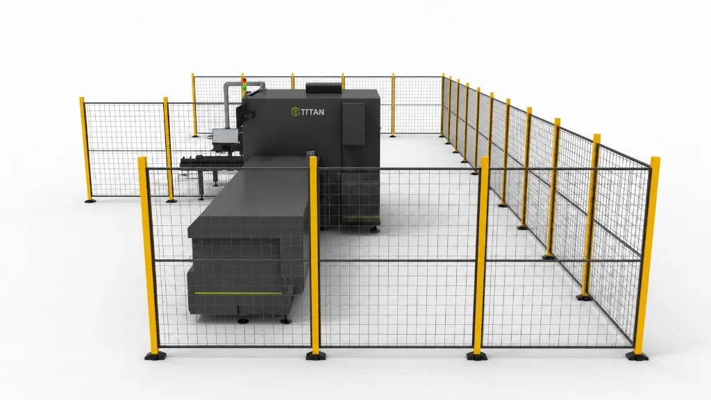 Titan T6524 tube fibre laser — side profile showing tube handling and cutting zone