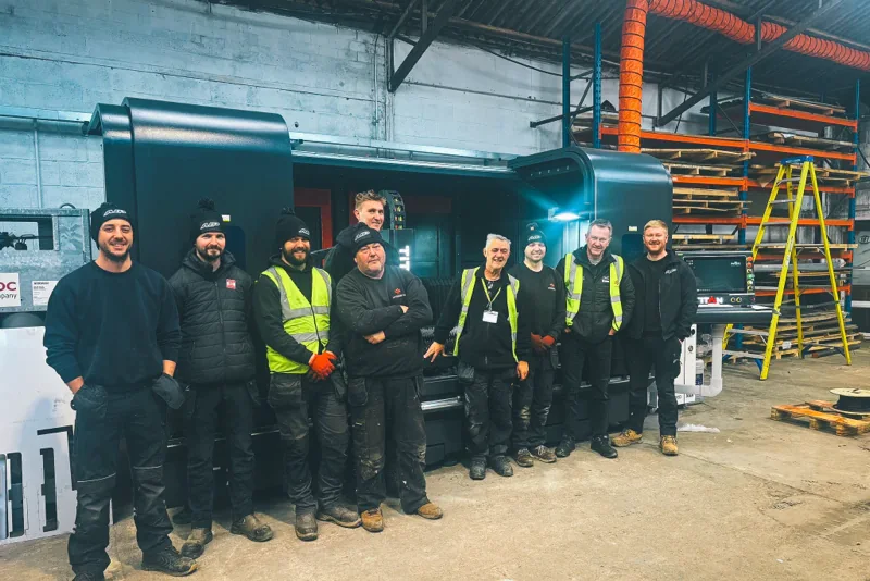 UK fabrication team with their installed Vector fibre laser cutting system